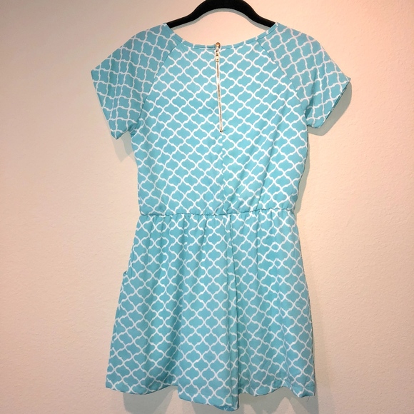 Copper Key Romper Kids Girls Blue White Teal Aqua - Picture 4 of 8